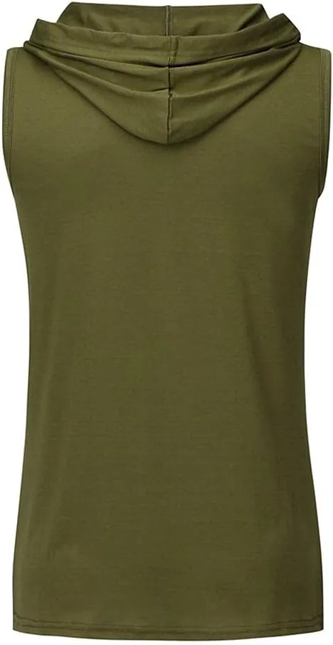 Vest for Men Men's Hooded Tank Tops Bodybuilding Muscle Cut Off T Shirt Sleeveless Gym Training Hoodies Print Tops