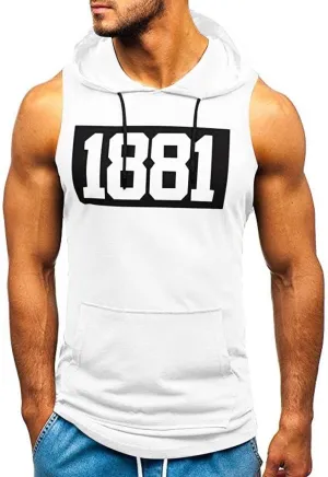 Vest for Men Men's Hooded Tank Tops Bodybuilding Muscle Cut Off T Shirt Sleeveless Gym Training Hoodies Print Tops