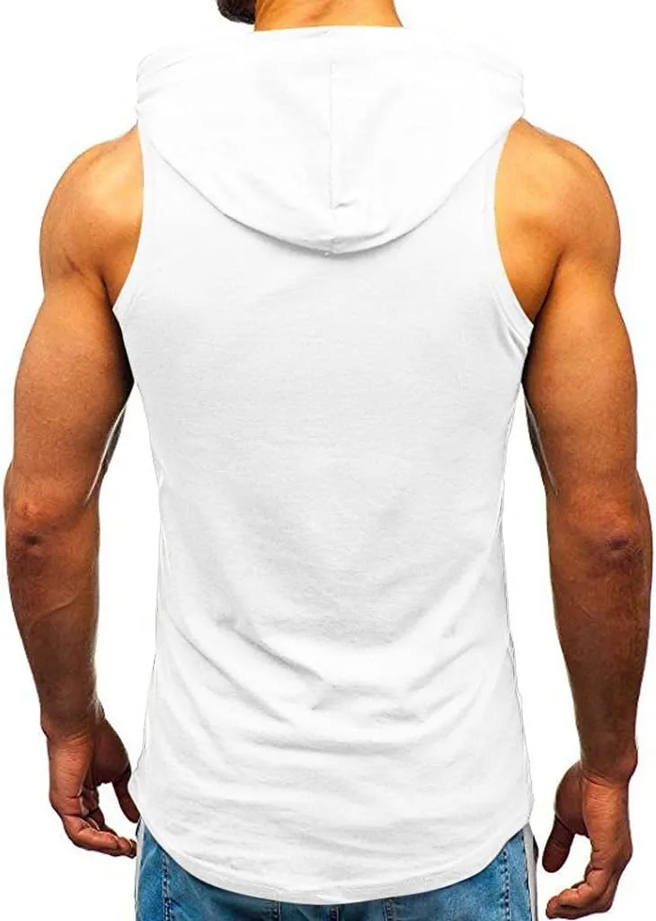 Vest for Men Men's Hooded Tank Tops Bodybuilding Muscle Cut Off T Shirt Sleeveless Gym Training Hoodies Print Tops