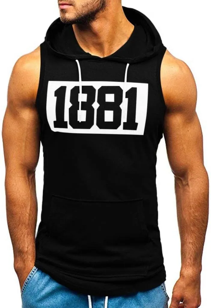 Vest for Men Men's Hooded Tank Tops Bodybuilding Muscle Cut Off T Shirt Sleeveless Gym Training Hoodies Print Tops