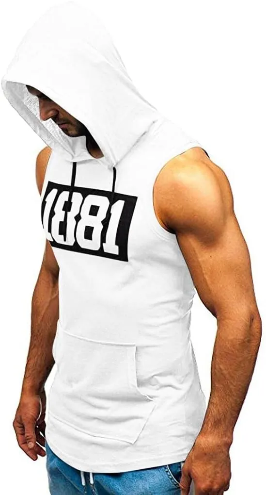 Vest for Men Men's Hooded Tank Tops Bodybuilding Muscle Cut Off T Shirt Sleeveless Gym Training Hoodies Print Tops