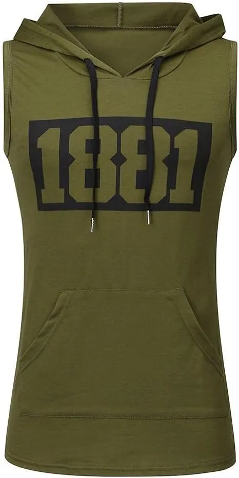 Vest for Men Men's Hooded Tank Tops Bodybuilding Muscle Cut Off T Shirt Sleeveless Gym Training Hoodies Print Tops