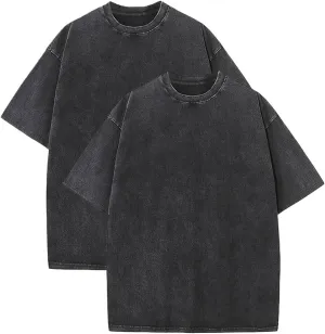 Vintage Mens Oversized T Shirts Heavyweight Cotton T Shirts Casual Loose Workout Tee for Men Solid Basic Tee Tops