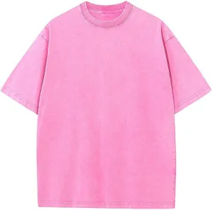 Vintage Mens Oversized T Shirts Heavyweight Cotton T Shirts Casual Loose Workout Tee for Men Solid Basic Tee Tops