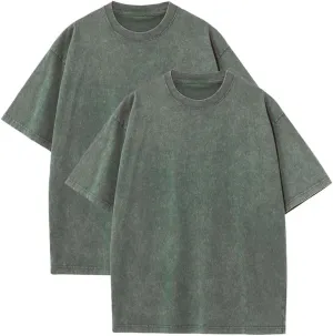 Vintage Mens Oversized T Shirts Heavyweight Cotton T Shirts Casual Loose Workout Tee for Men Solid Basic Tee Tops