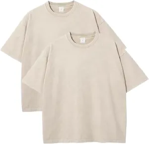 Vintage Mens Oversized T Shirts Heavyweight Cotton T Shirts Casual Loose Workout Tee for Men Solid Basic Tee Tops