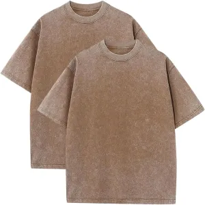Vintage Mens Oversized T Shirts Heavyweight Cotton T Shirts Casual Loose Workout Tee for Men Solid Basic Tee Tops