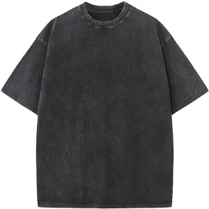 Vintage Mens Oversized T Shirts Heavyweight Cotton T Shirts Casual Loose Workout Tee for Men Solid Basic Tee Tops