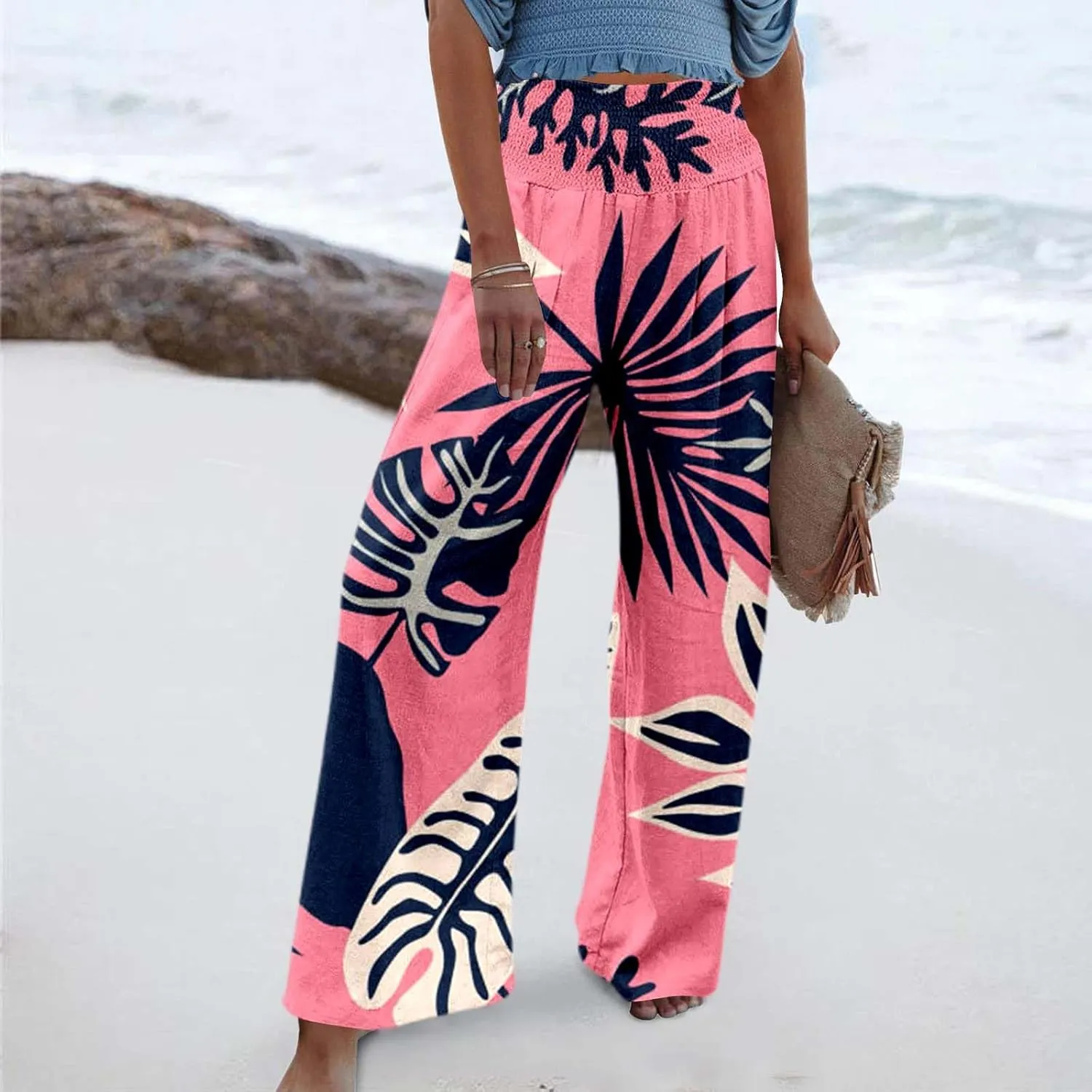 Wide Leg Pants for Womens Elastic High Waisted Stretchy Straight Trousers Lounge Sweatpants Business Casual Outfits