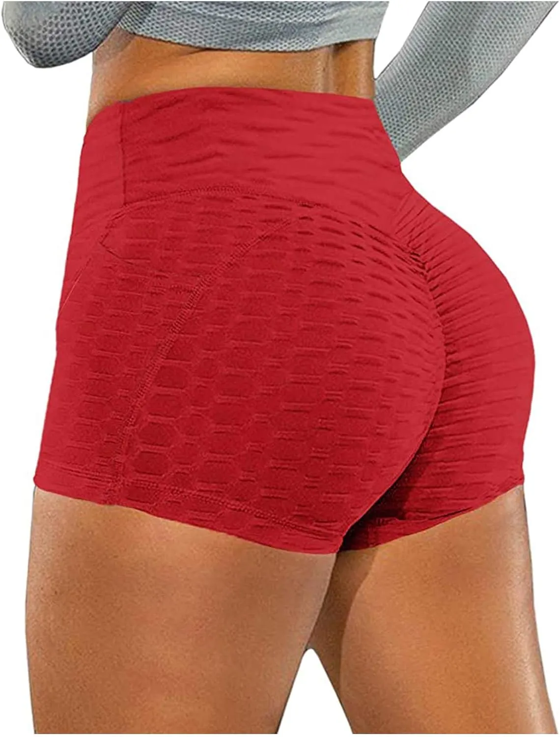 Women Butt Lift Yoga Shorts Tummy Control Plus Size High Waist Butt Lifting Compression Running Textured Booty Leggings