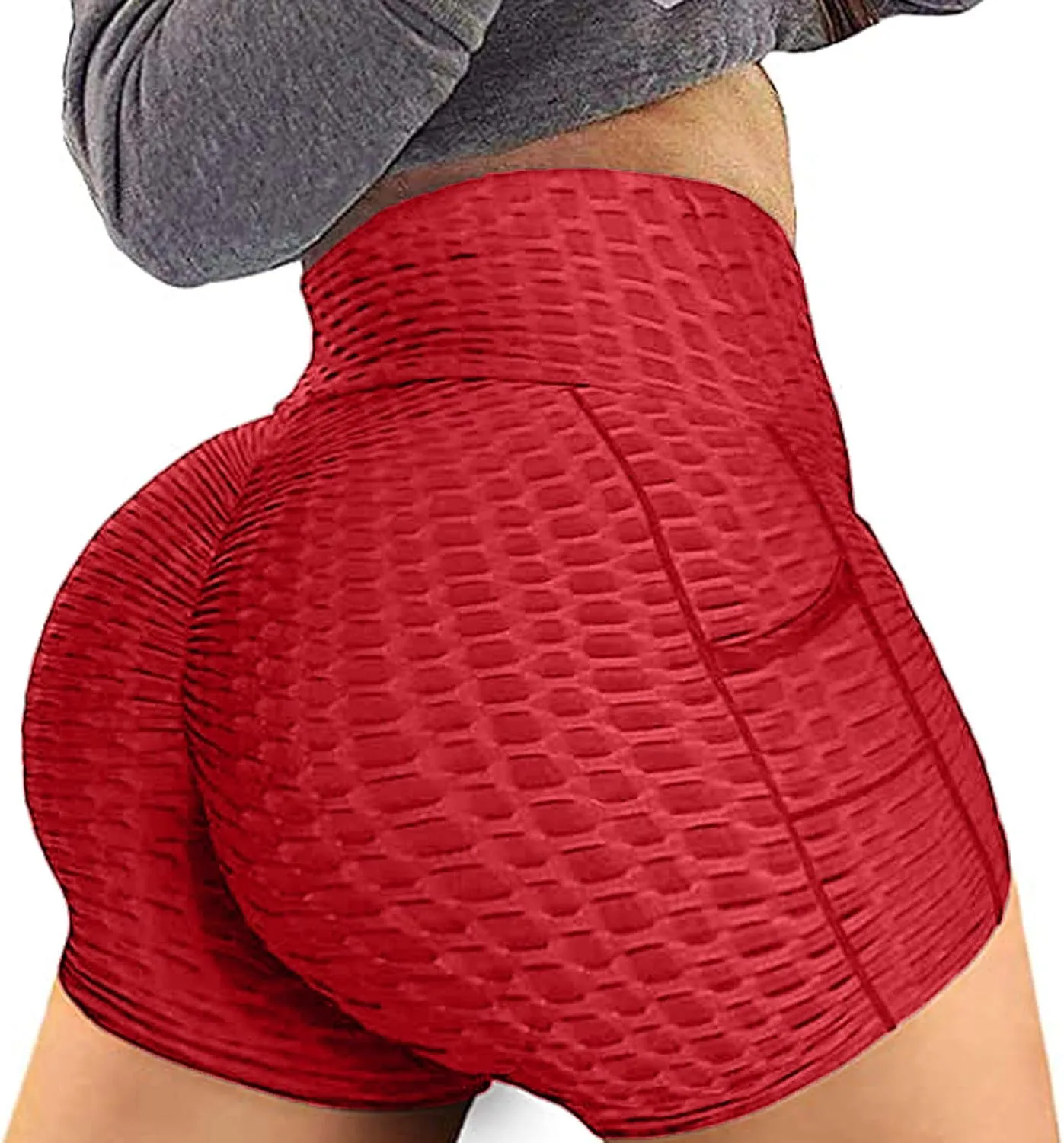 Women Butt Lift Yoga Shorts Tummy Control Plus Size High Waist Butt Lifting Compression Running Textured Booty Leggings