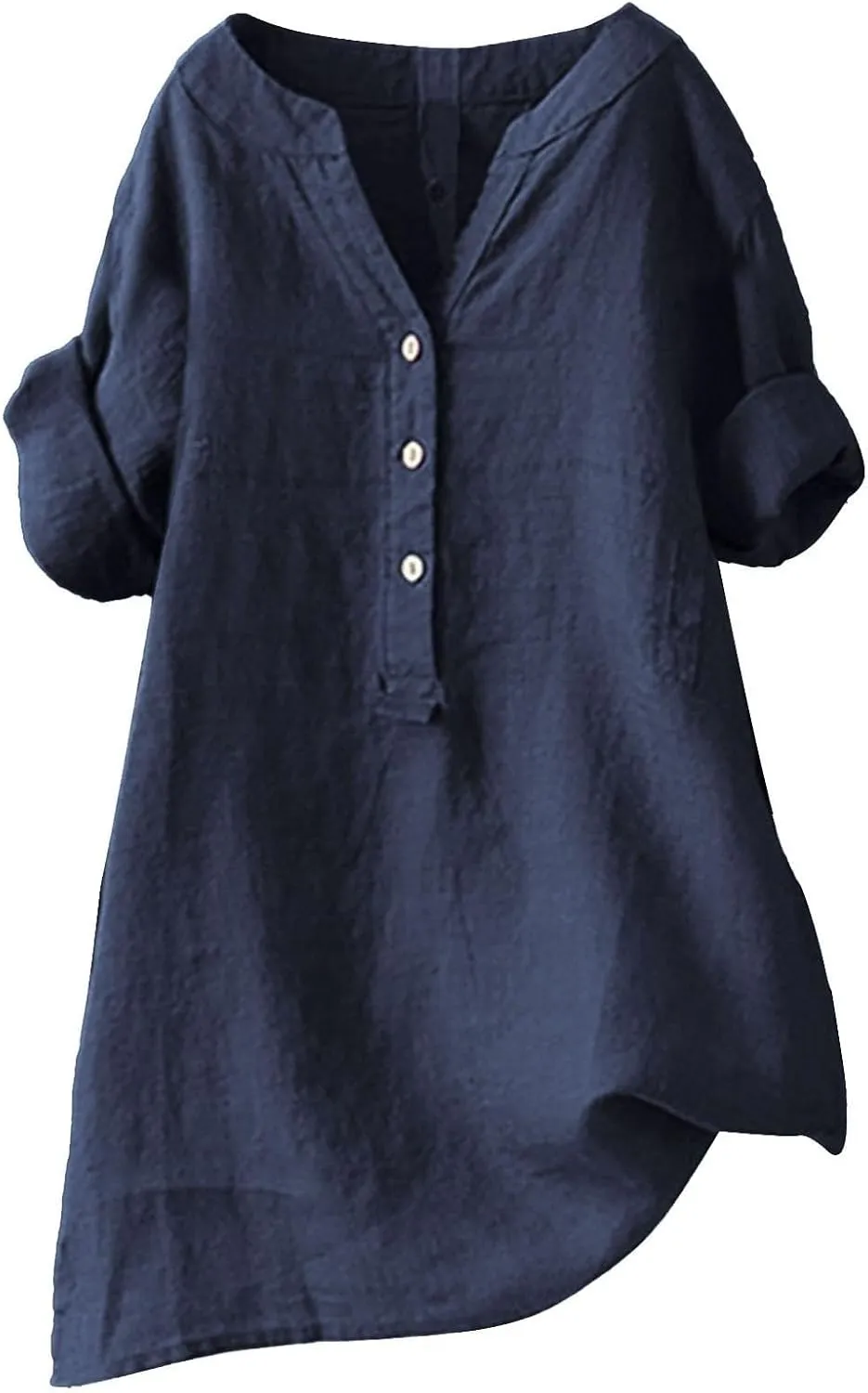 Women Button Up Shirt V Neck Short Sleeve Linen Summer Casual Work Blouse Top Loose Fit Tee Shirt
