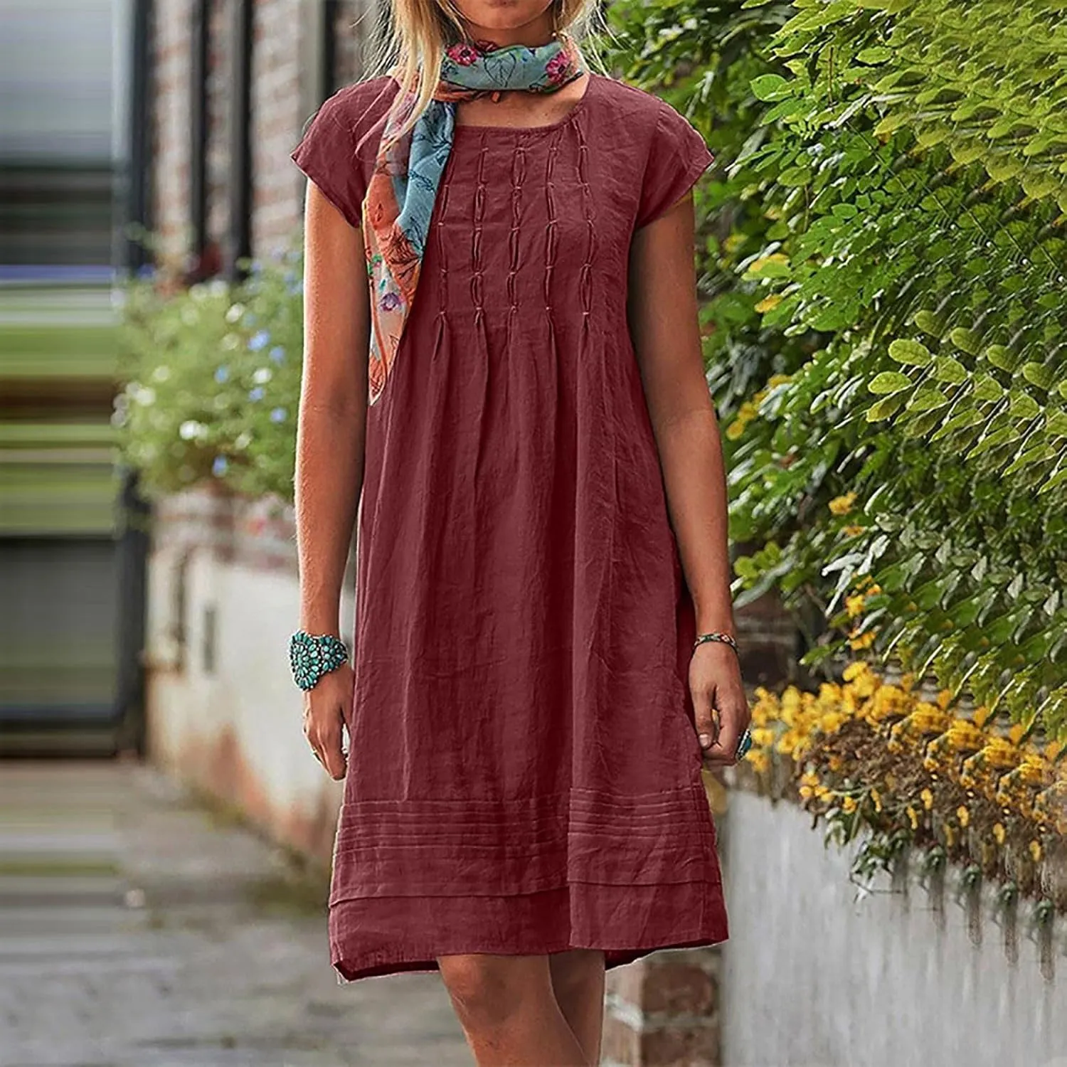 Women Cotton Linen Summer Dresses Casual Mini Short Dress Gauze Boho Dresses 2024 Trendy Vacation Clothing