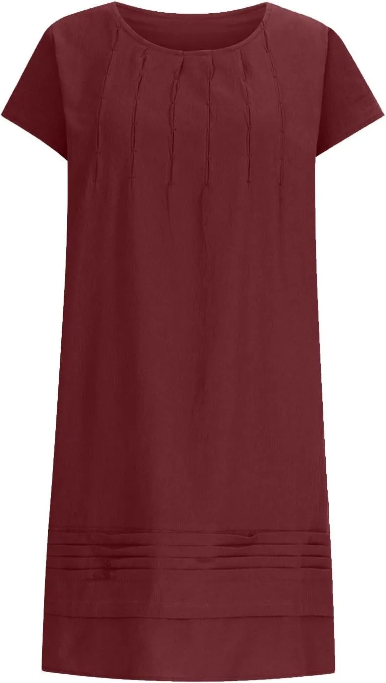 Women Cotton Linen Summer Dresses Casual Mini Short Dress Gauze Boho Dresses 2024 Trendy Vacation Clothing