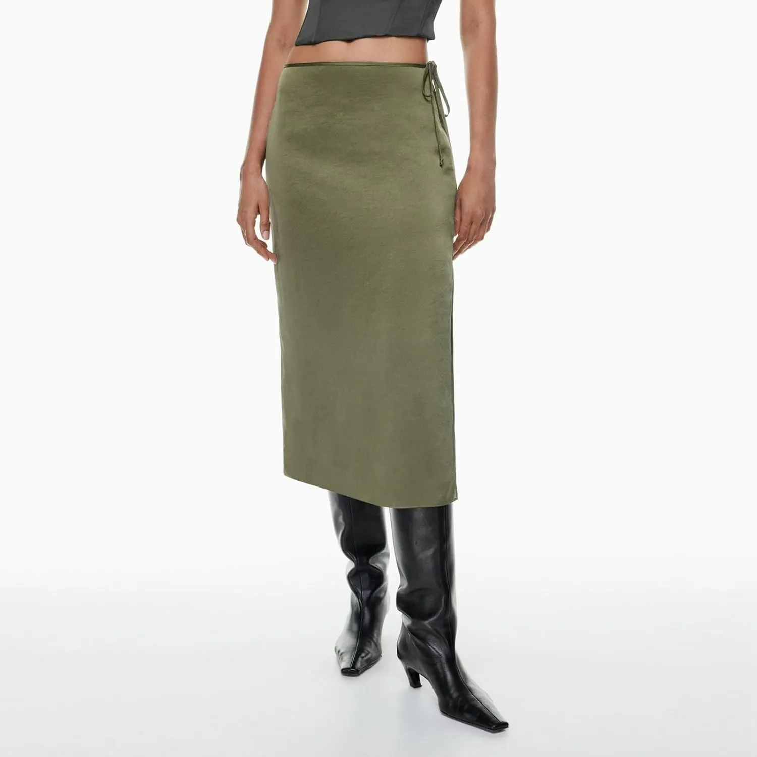 Women Satin Skirt High Waist Slit Zipper Straight Solid Color Temperament Long Skirt Pleated Tennis Skirts for