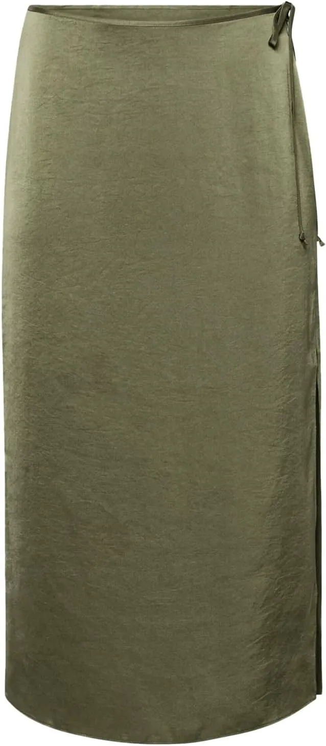 Women Satin Skirt High Waist Slit Zipper Straight Solid Color Temperament Long Skirt Pleated Tennis Skirts for