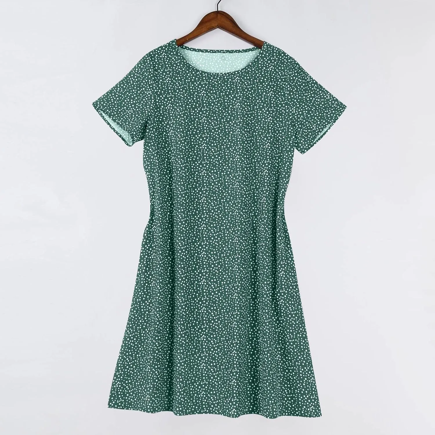 Women's Boho Floral Print Short Sleeve Dress Bohemian Summer Vacation Casual Loose Swing Midi Dresses with Pockets