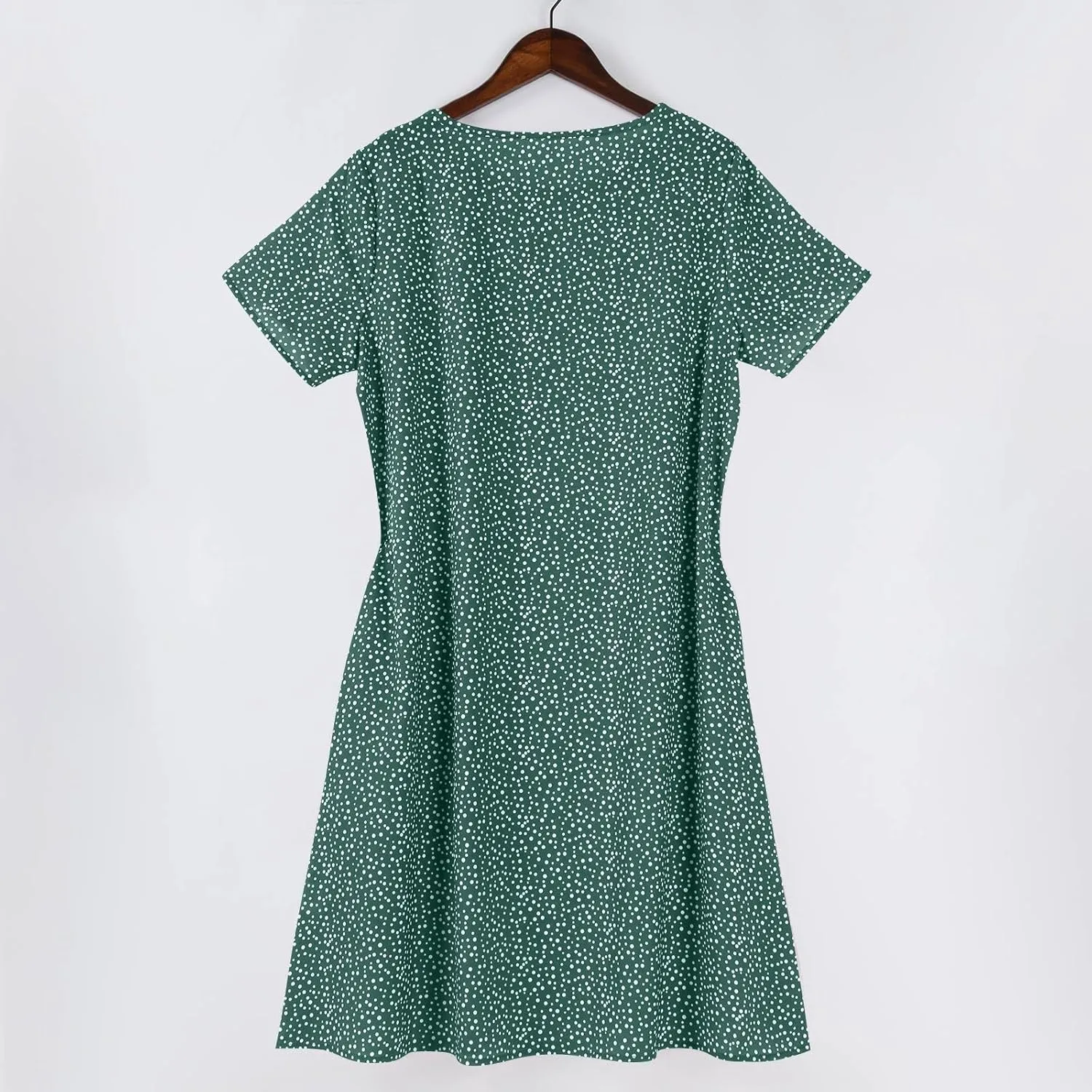 Women's Boho Floral Print Short Sleeve Dress Bohemian Summer Vacation Casual Loose Swing Midi Dresses with Pockets