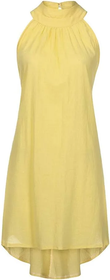 Women's Casual Dresses Holiday Irregular Halter Neck Summer Beach Sleeveless Party Mini Dress, S-2XL