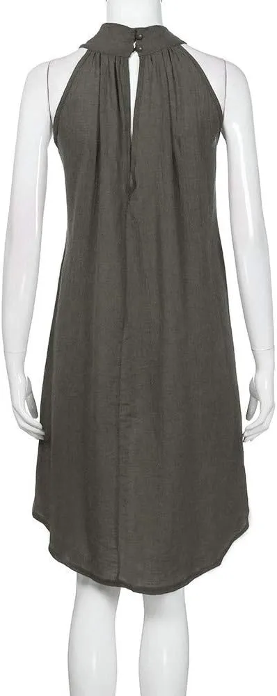 Women's Casual Dresses Holiday Irregular Halter Neck Summer Beach Sleeveless Party Mini Dress, S-2XL
