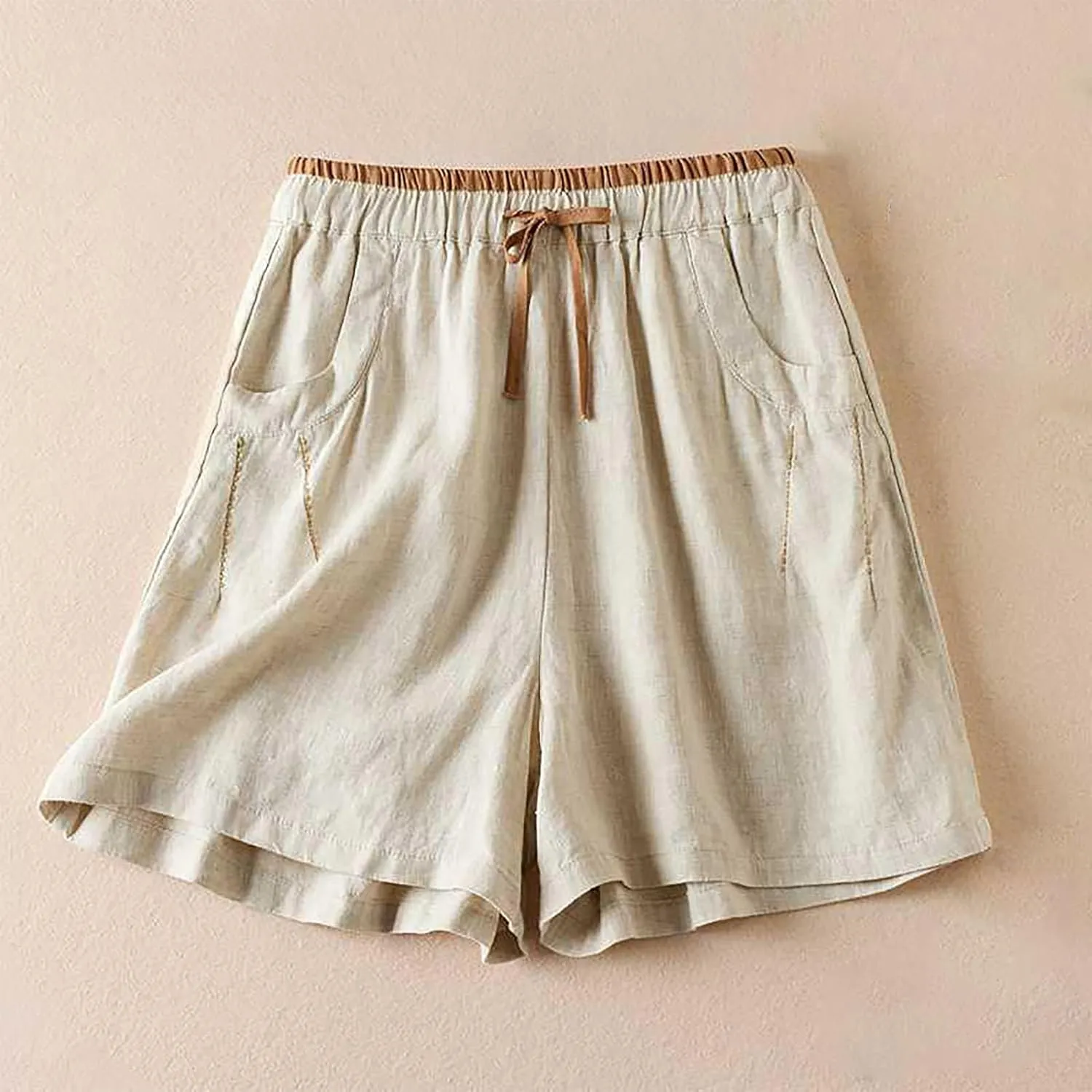 Womens Casual Shorts High Waisted 2025 Fashion Beach Shorts Cute Summer Shorts Comfy Solid Shorts with Pockets