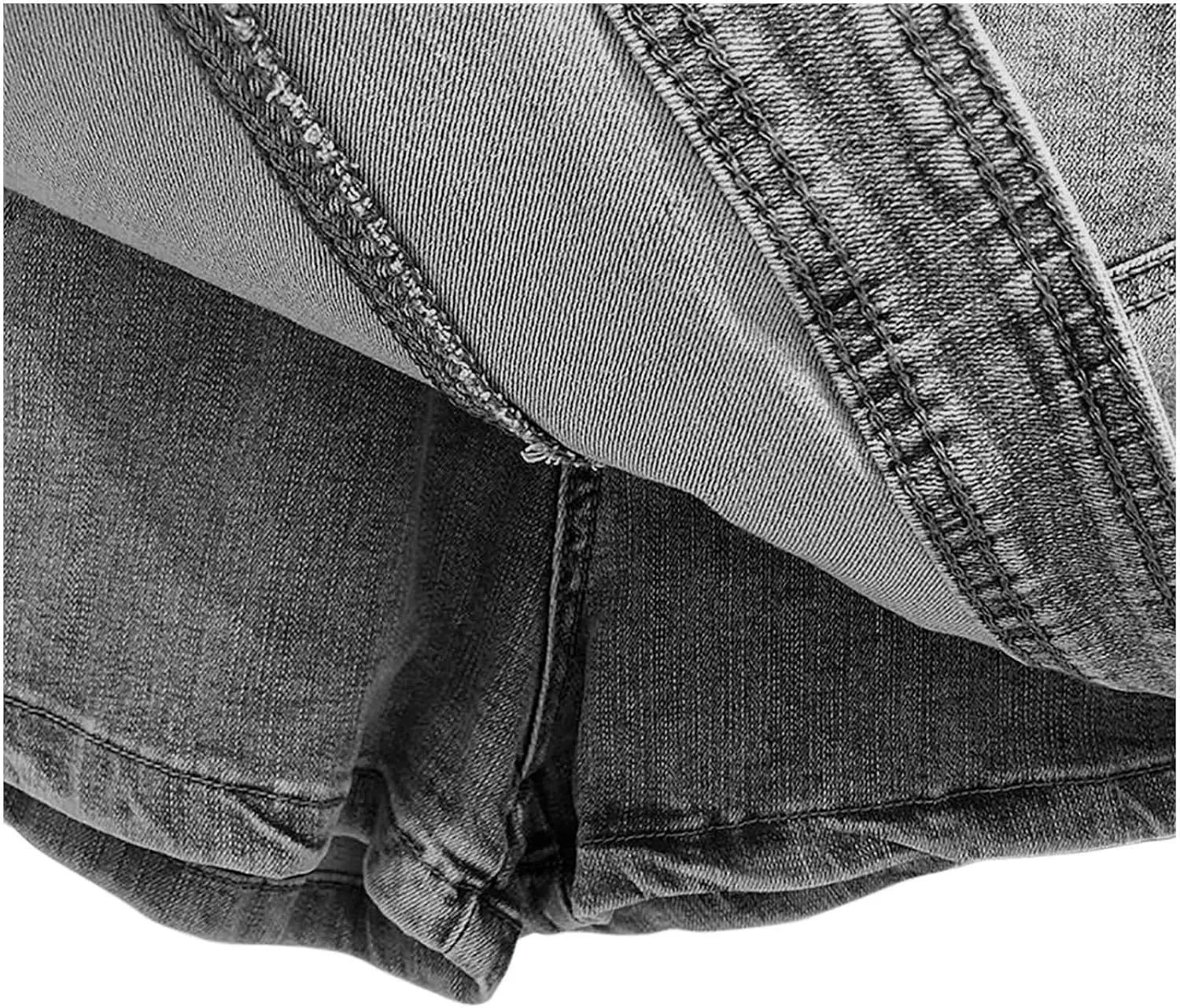 Women's Crossover Jean Shorts Mid-High Waisted Ripped Denim Shorts Causal Trendy Stretchy Denim Shorts with Pockets