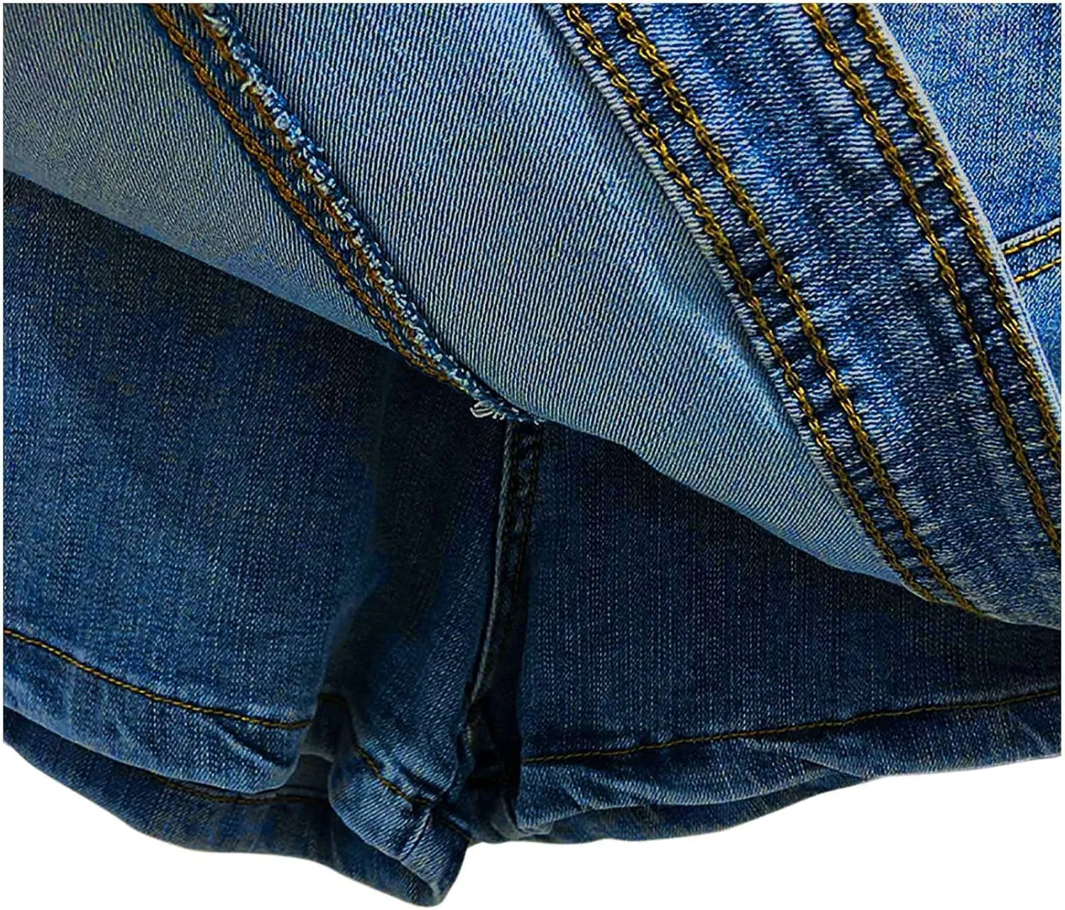 Women's Crossover Jean Shorts Mid-High Waisted Ripped Denim Shorts Causal Trendy Stretchy Denim Shorts with Pockets