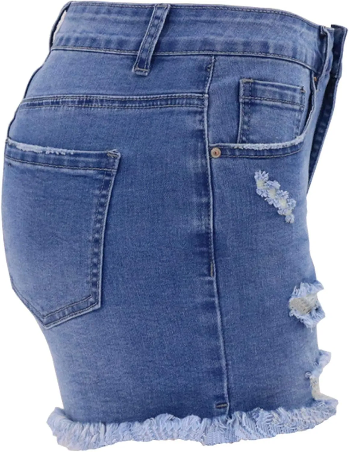 Womens Denim Shorts Mid Rise Ripped Jean Shorts Summer Stretchy Jean Shorts Distressed Rolled Hem Jeans Shorts