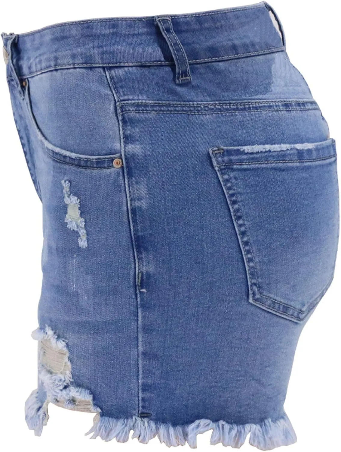 Womens Denim Shorts Mid Rise Ripped Jean Shorts Summer Stretchy Jean Shorts Distressed Rolled Hem Jeans Shorts