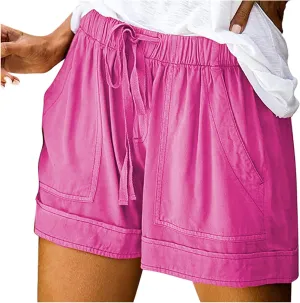 Women's Drawstring Shorts Summer Casual Comfy Shorts Elastic Waist Baggy Shorts with Pocket Trendy Cute Short Pants