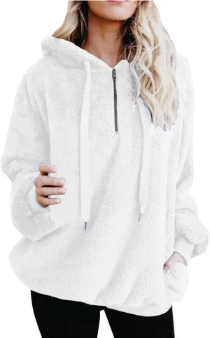 Women's Fleece Lined Jacket with Hood Zip Up Plus Size Sherpa Warm Heavyweight Hoodies Winter Thermal Christmas Sweatshirt