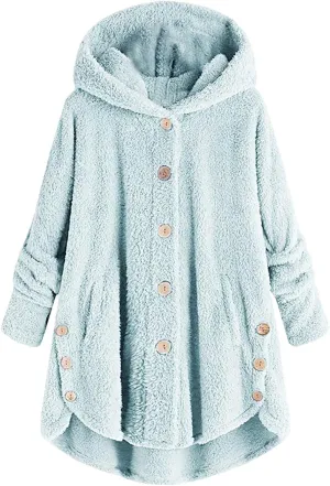 Women's Fleece Lined Jacket with Hood Zip Up Plus Size Sherpa Warm Heavyweight Hoodies Winter Thermal Christmas Sweatshirt