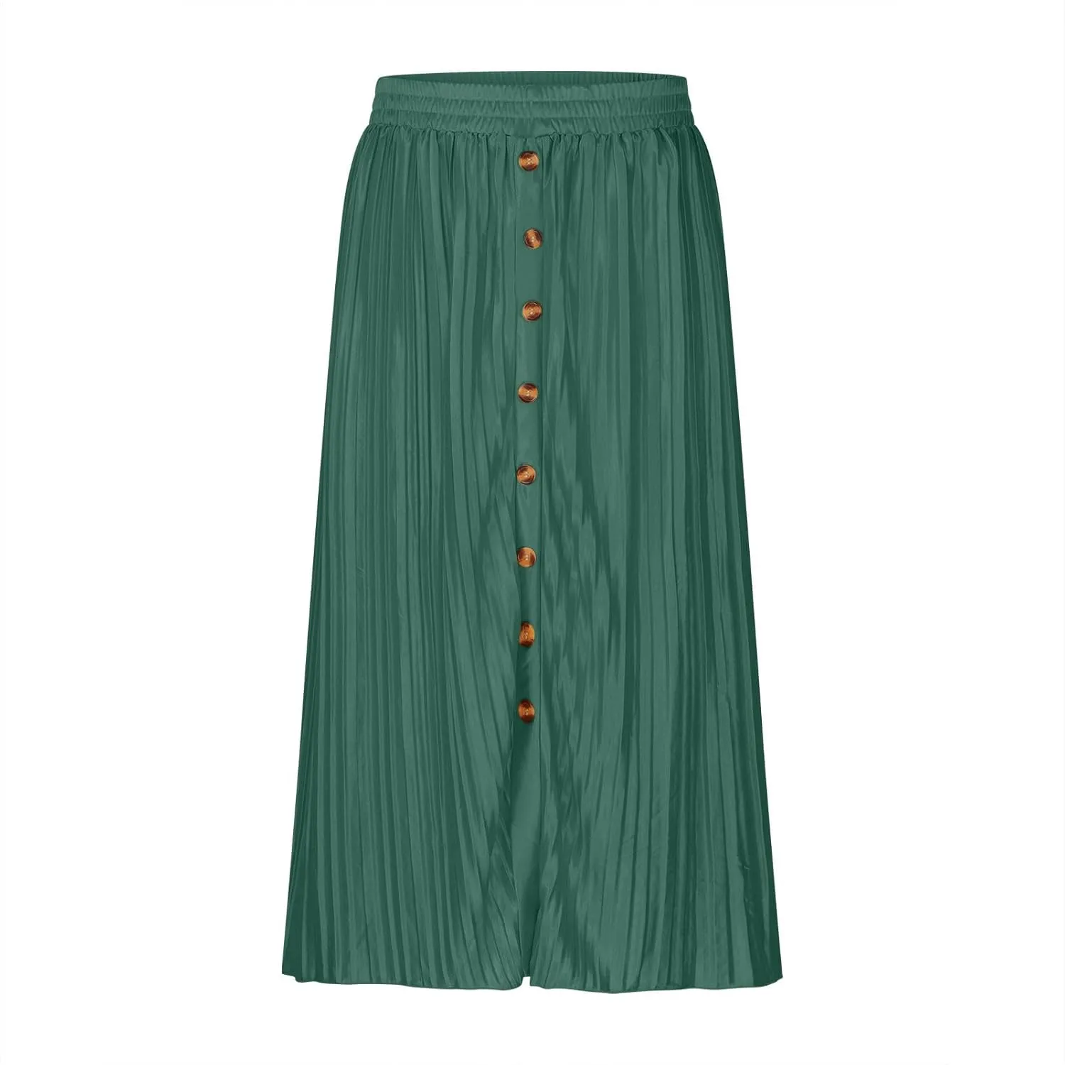 Women's Flowy Maxi Skirt 2025 Summer Pleated High Waisted Casual Long Skirts with Pockets Solid Color Button Dress