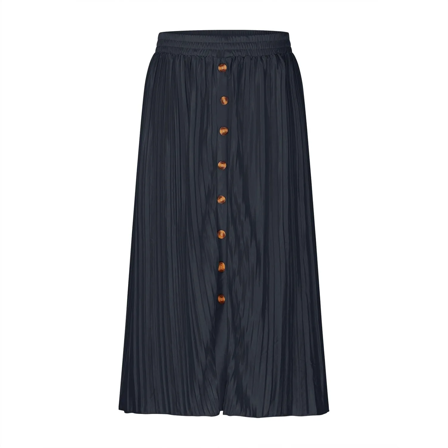 Women's Flowy Maxi Skirt 2025 Summer Pleated High Waisted Casual Long Skirts with Pockets Solid Color Button Dress