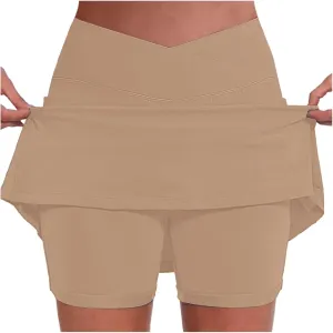 Women's Golf Skirts with Shorts Crossover Athletic Tennis Skorts with Pockets Casual Workout Pickleball Mini Skort