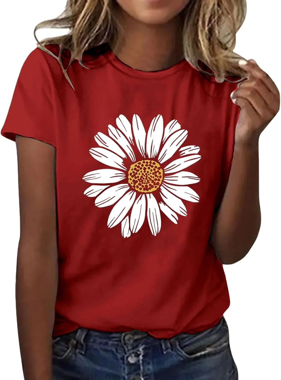 Womens Graphic Tees Boho Flowers Casual Summer Short Sleeve Vintage T Shirts Tops Sunflower T Shirts for Women