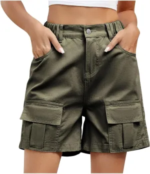 Womens High Waisted Jean Shorts Drawstring Waist Denim Shorts Casual Wide Leg Shorts Stretchy Cargo Jean Shorts