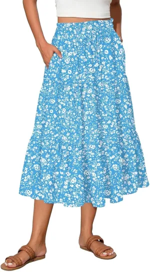 Women's High Waisted Maxi Skirts Flowy Summer Skirt for Women Bohemian A-Line