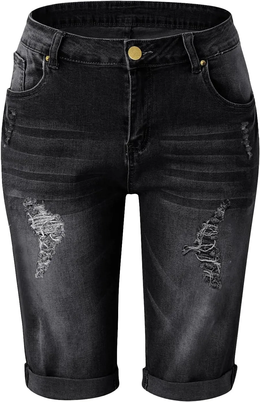 Women's Jeans High Waisted Denim Casual Summer Frayed Hem Long Shorts Baggy Stretchy Jean Shorts Wide Leg Shorts Denim Shorts