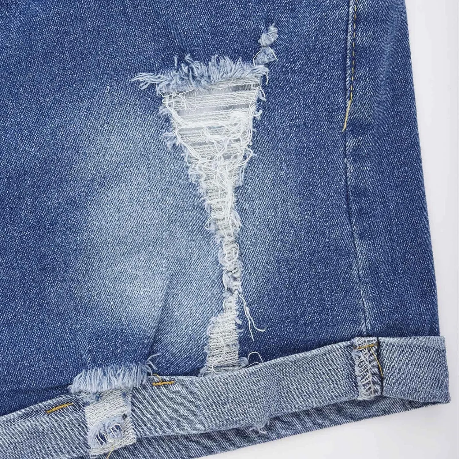 Womens Mid Rise Denim Shorts Summer Rolled Up Hem Jean Shorts Stretchy Ripped Frayed Shorts Fashion Summer Shorts