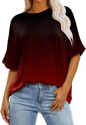 Women's Oversized T Shirts Short Sleeve Crewneck Summer Tops Casual Loose Fit Basic Tee Shirts