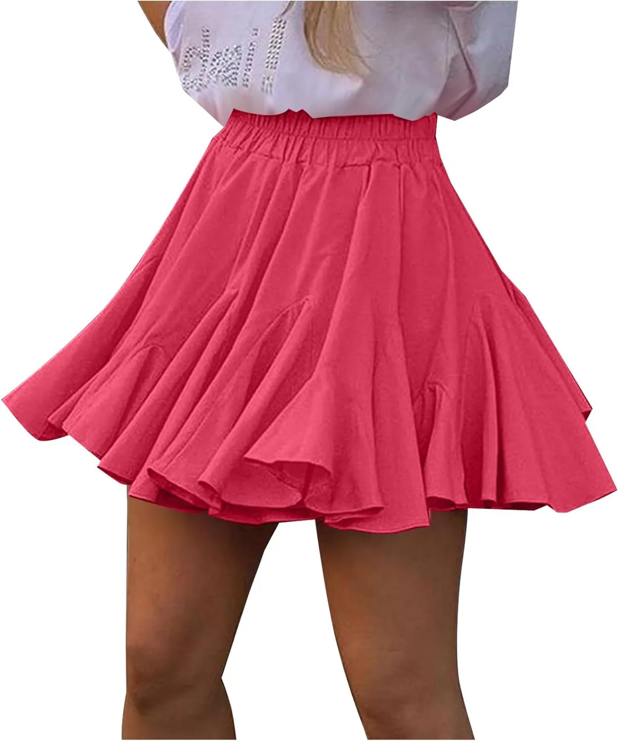 Womens Pleated Skater Skirt Basic Casual High Waisted Ruffles Flared Mini Lingerie Skirts 2025 Fashion Clothes