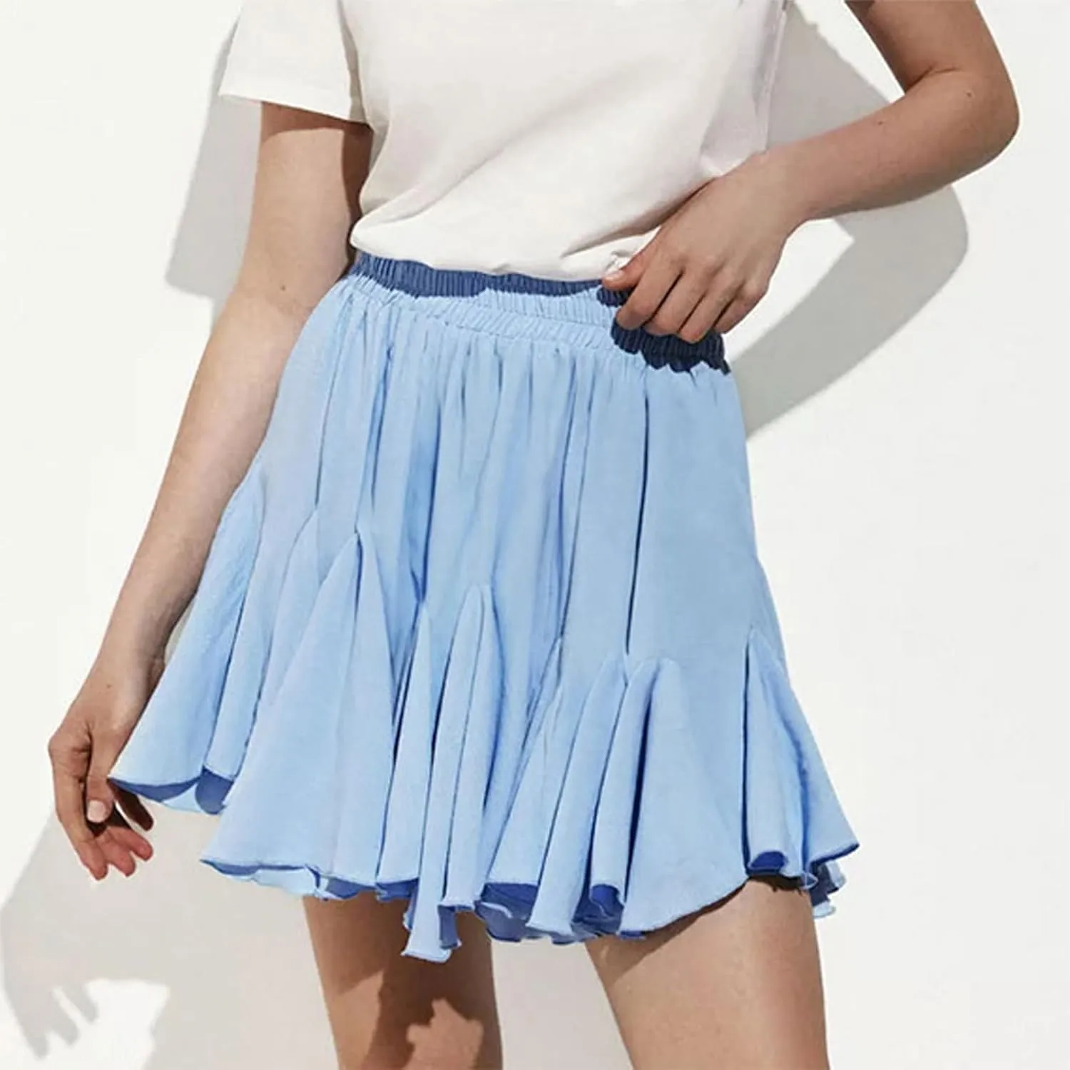 Womens Pleated Skater Skirt Basic Casual High Waisted Ruffles Flared Mini Lingerie Skirts 2025 Fashion Clothes