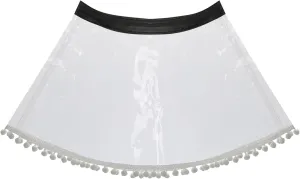Women's PVC Transparent Flared Pleated Skirt Clubwear High Waist See Through Mini Skirt