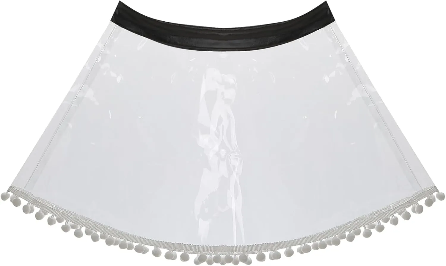 Women's PVC Transparent Flared Pleated Skirt Clubwear High Waist See Through Mini Skirt