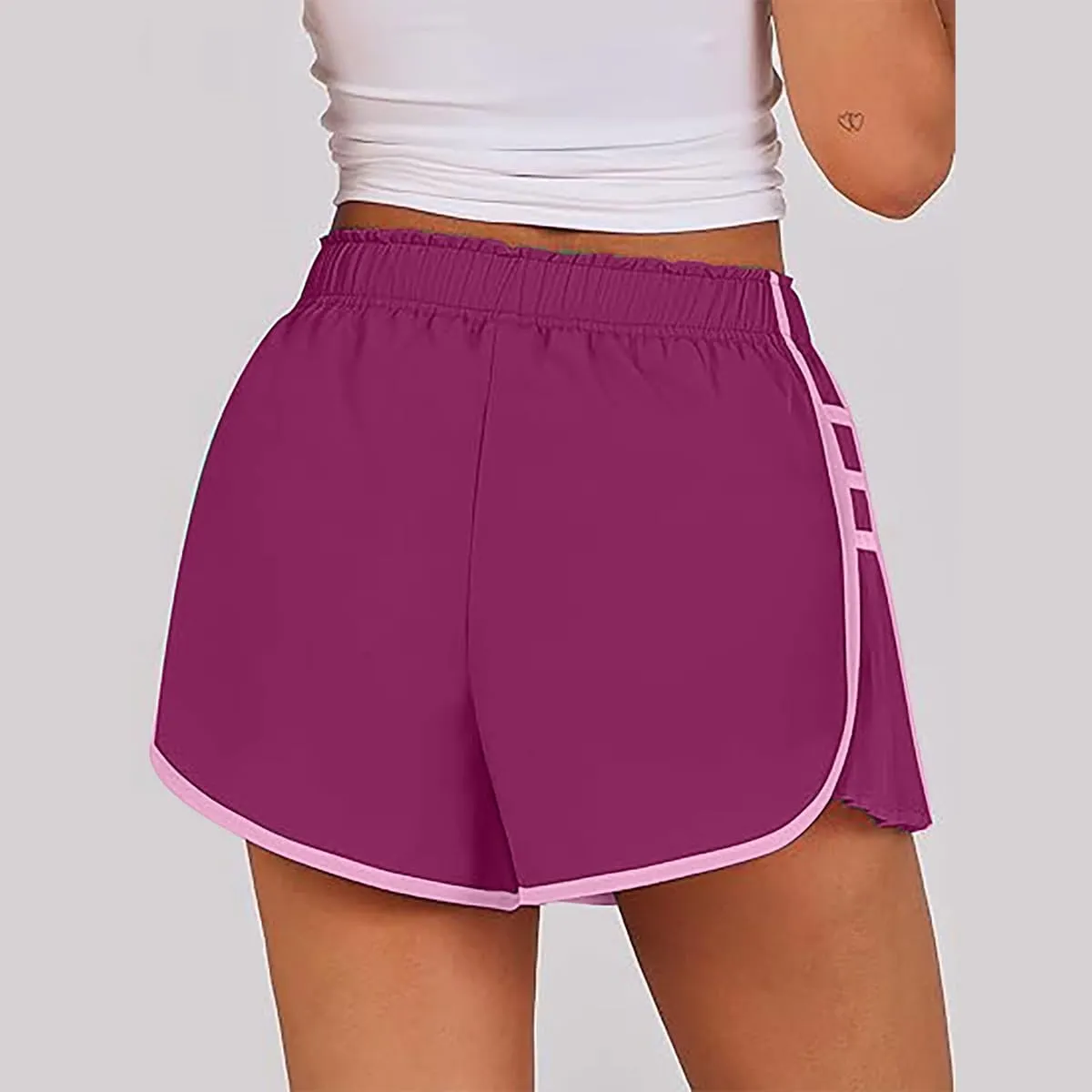 Women's Running Shorts High Waisted Quick Dry Athletic Workout Sports Yoga Climbing Outdoors Pleated Contrast Shorts