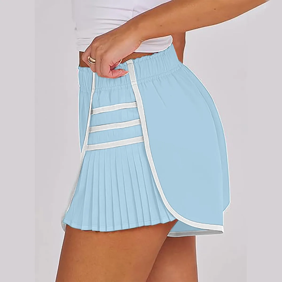 Women's Running Shorts High Waisted Quick Dry Athletic Workout Sports Yoga Climbing Outdoors Pleated Contrast Shorts
