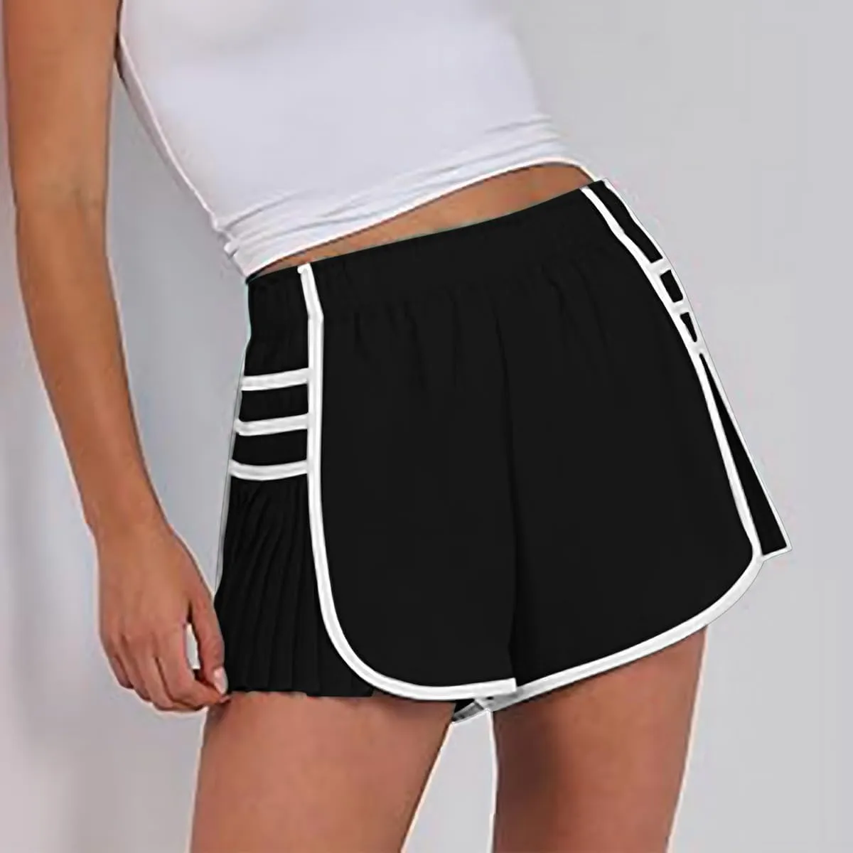 Women's Running Shorts High Waisted Quick Dry Athletic Workout Sports Yoga Climbing Outdoors Pleated Contrast Shorts