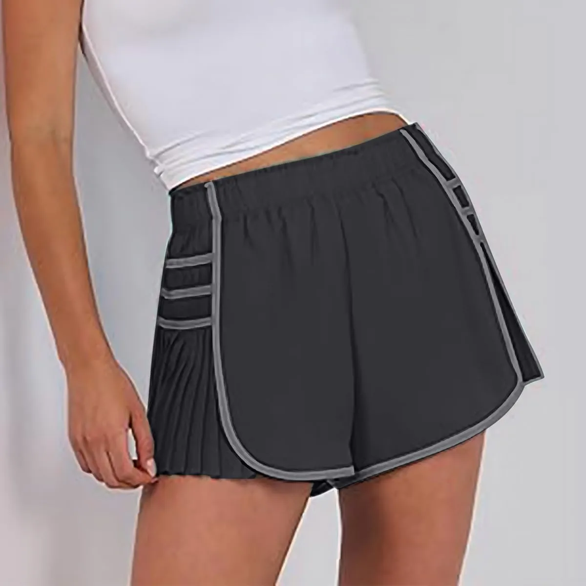 Women's Running Shorts High Waisted Quick Dry Athletic Workout Sports Yoga Climbing Outdoors Pleated Contrast Shorts
