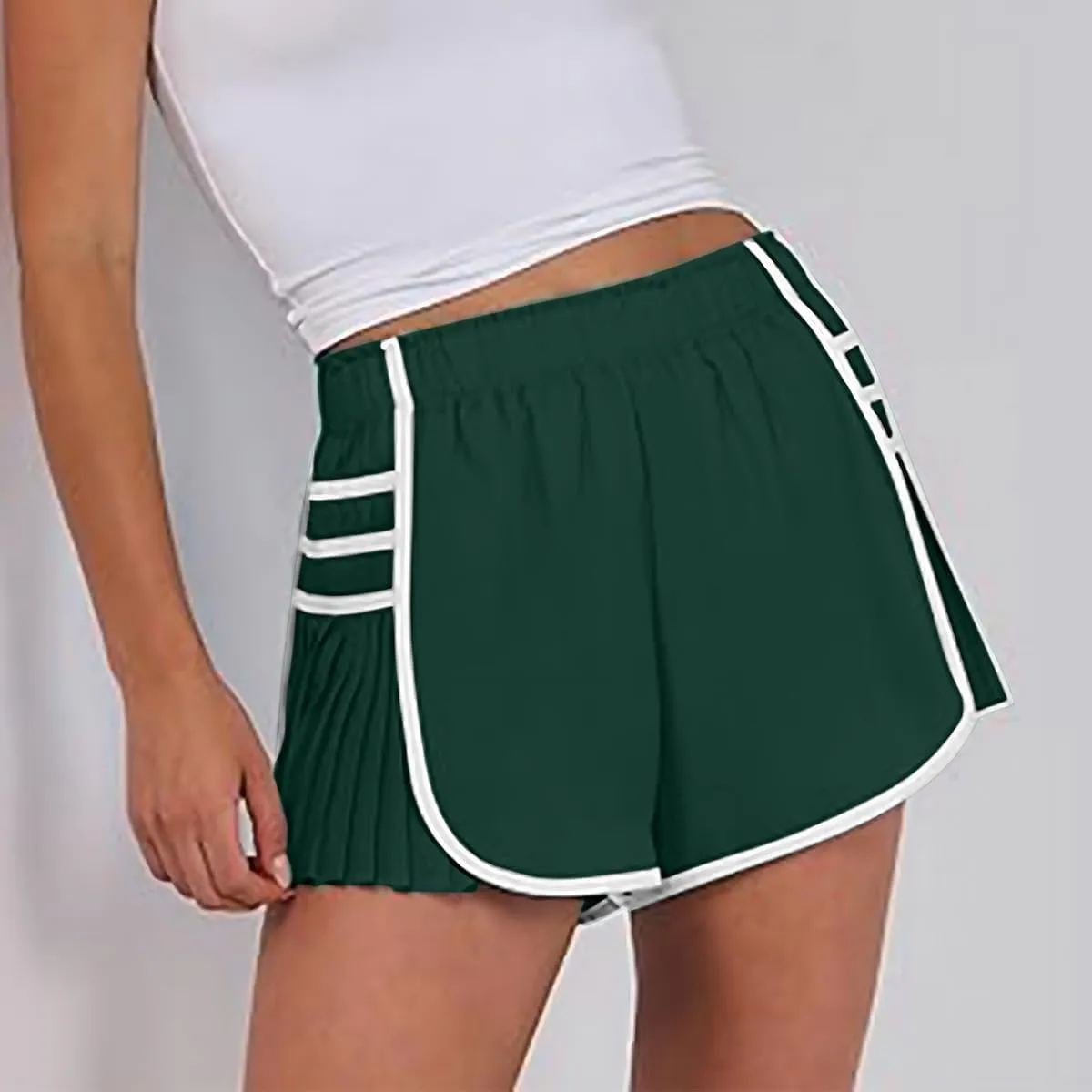 Women's Running Shorts High Waisted Quick Dry Athletic Workout Sports Yoga Climbing Outdoors Pleated Contrast Shorts